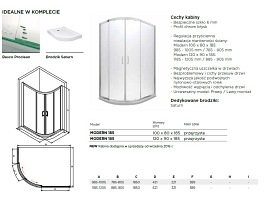 Kabina prysznicowa asymetrczyna szkło przeźroczyste 80x100 Modern Besco