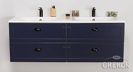 Wisząca szafka z umywalką granatowy mat 140/4 cm seria Grend Gante