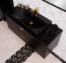 Czarna szafka łazienkowa z czarną umywalką 100 cm Liv Victa