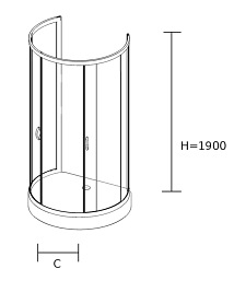 Kabina przyścienna szkło chinchila 100x80 BK501XC+