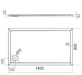 Brodzik prysznicowy na nośniku, 80x140 Merton 80/140/P