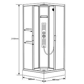 Kabina prysznicowa z hydromasażem niski brodzik 80x80 WSH-312A
