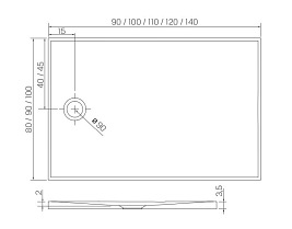 Brodzik prostokątny 80x90 konglomerat New Trendy Nex B-0456