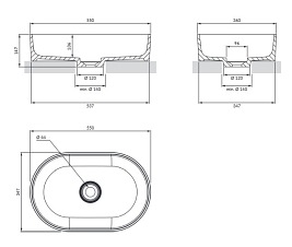 Omnires Ovo M+ umywalka nablatowa biały połysk 55x36 cm OVOUNBP