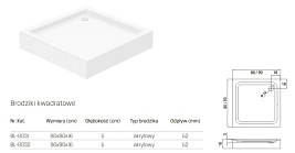Brodzik kwadratowy 90x90 BL-0032 New Trendy