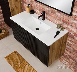Szafka łazienkowa z umywalką kolor czarny mat wisząca 100 cm Argento Gante