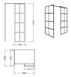 Kabina prysznicowa Walk In, ścianka 90x100 cm Excea  Besco