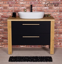 Stojąca szafka łazienkowa 100 cm czarny mat z umywalką Cortez Gante