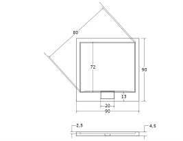 Brodzik do kabiny prysznicowej, kwadratowy 90x90 Axim Besco