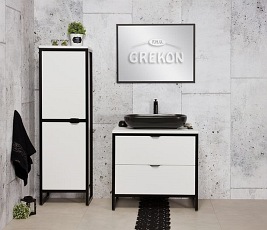 Biała szafka z czarną umywalką loft 80 cm seria New York