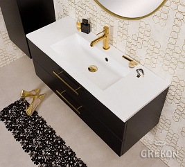 Szafka wisząca z umywalką czarny mat 100 cm Belli Gold Gante