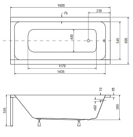 Wanna prostokątna 160 cm Modern Besco