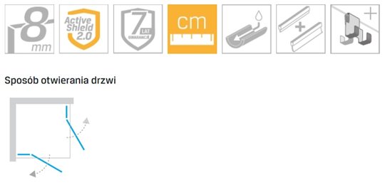 Kabina prysznicowa podwójne drzwi uchylne 110x90 EXK-4765 Eventa Gold Shine New Trendy