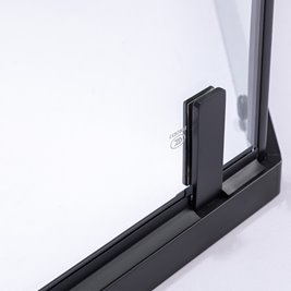 Czarna kabina prysznicowa pięciokątna 90x90 drzwi uchylne BS07B