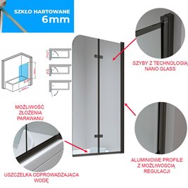 Parawan wannowy składany złoty 80x140 PR04