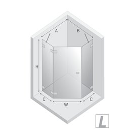 Czarna kabina prysznicowa pięciokątna lewa 90x90 EXK-6290 Eventa Black Chrome New Trendy