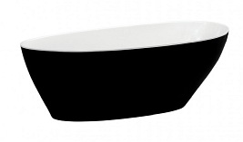 Czarno-biała matowa wanna wolnostojąca z konglomeratu + klik-klak czarny Goya 170 B&W Matt Besco WMMC-170GKB
