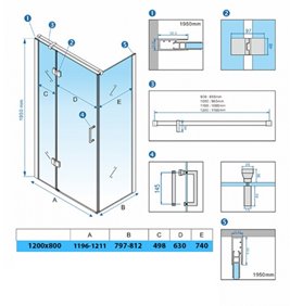 Biała kabina prysznicowa prostokątna drzwi uchylne 120x80 KZ02D