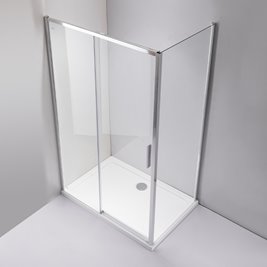 Chromowana prostokątna kabina prysznicowa Super Slim Nova 120x80 drzwi rozsuwane