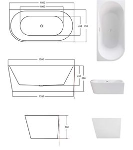 Wanna przyścienna narożna prawa syfon z przelewem czarny mat 150 cm Zoya Besco WAS-150-ZPC