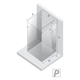 Złota kabina przyścienna z bocznym wejściem 100x90 EXK-4827 Eventa Gold Shine New Trendy