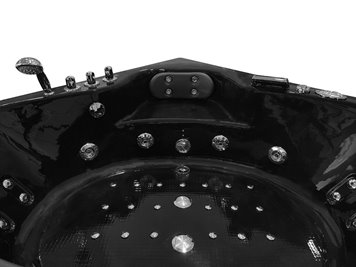 Czarna wanna z hydromasażem narożna 152x152 cm MO-1004HC