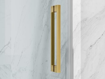 Drzwi prysznicowe rozsuwane prawe/lewe do wnęki 102-111 cm szkło 8mm przeźroczyste profile złoty mat Swiss Liniger