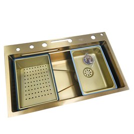 Zlewozmywak kuchenny stalowy jednokomorowy złoty ARGOS 68X46 ASI 304