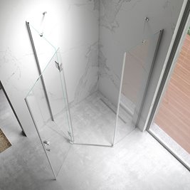 Chromowana kabina prysznicowa pięciokątna 90x90 drzwi uchylne KZ10B