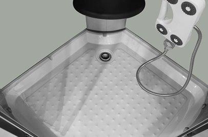 Kabina prysznicowa + sauna parowa składane siedzisko półokrągła zabudowana biała 90x90 MO-09909ASW