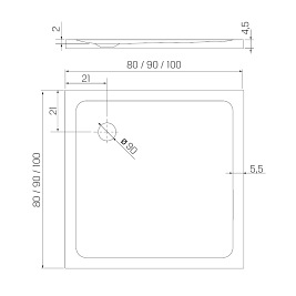 Mild New Trendy B-0626 niski brodzik prysznicowy kwadratowy 90x90 cm gładki