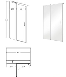 Drzwi prysznicowe uchylne 100 cm Exo-C Besco