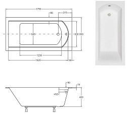 Wanna prostokątna akrylowa Shea Besco 180 cm