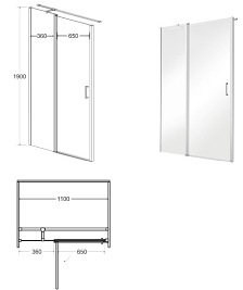 Kabina prysznicowa drzwi uchylne 110x80 cm Exo-C Black Besco
