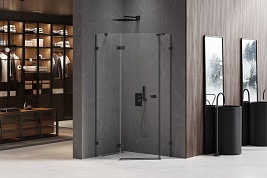 Czarna kabina pięciokątna 100x80 EXK-3881 Avexa New Trendy Black