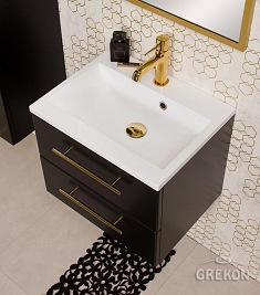 Szafka wisząca z umywalką czarny mat 50 cm Belli Gold Gante