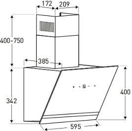 Okap kominowy przyścienny 60 cm Flavio Focus