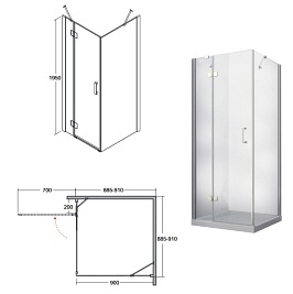 Kabina kwadratowa 80x80 Viva I Besco model lewy