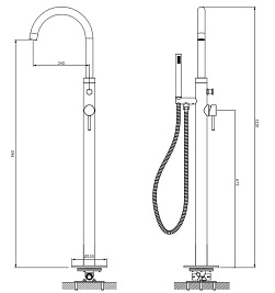 Bateria wannowa wolnostojąca Y1233CP Omnires Y miedź