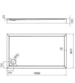Brodzik prysznicowy na nośniku, 90x100 Camden 90/100/P