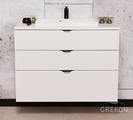 Biała szafka łazienkowa z umywalką 100/3 cm Liv Victa