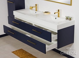 Szafka wisząca z podwójną umywalką granatowy mat 160 cm Belli Gold Gante