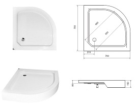 Brodzik półokrągły 70x70 BKB002