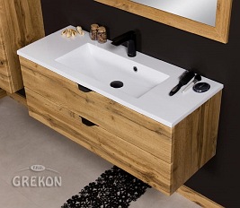 Szafka łazienkowa z umywalką wisząca dąb naturalny 100 cm Victa Gante