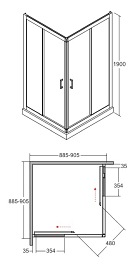 Czarna kabina prysznicowa kwadratowa 90x90 Modern Black Besco