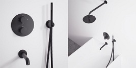 Czarny matowy zestaw wannowo prysznicowy Lungo Rea