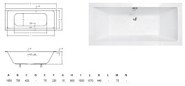 Wanna prostokątna do zabudowy Quadro Slim Besco 165 cm