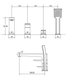 Bateria wannowa 4-otworowa Parma PM7432 CRB Omnires