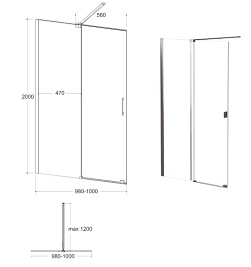Ścianka prysznicowa rozsuwana 100 cm Vayo Black Besco