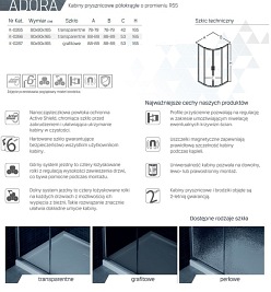 Kabina prysznicowa 80x80x165 cm K-0265 Adora New Trendy